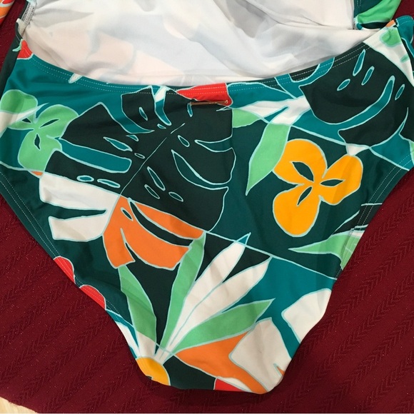 Vince Camuto Swimsuit One Piece Open Back Sz 10 Tropical Print Long Sleeve NWT - Picture 2 of 8